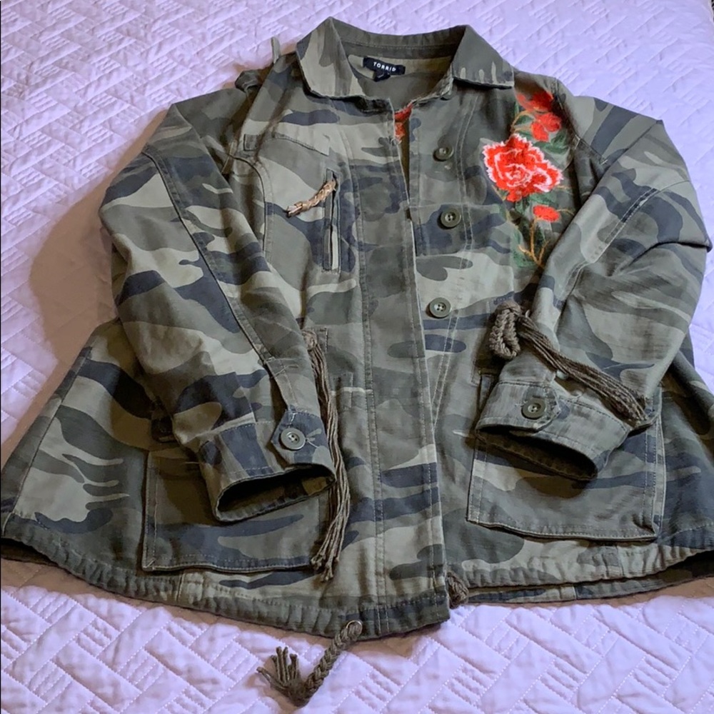 Torrid embroidered Army jacket